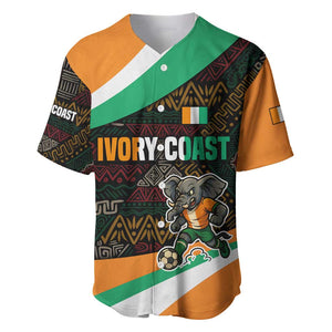 Ivory Coast Elephants Football Baseball Jersey Soccer with Tribal Pattern - African Pride