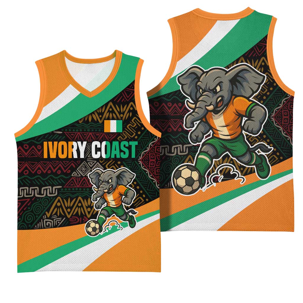 Ivory Coast Elephants Football Basketball Jersey Soccer with Tribal Pattern - African Pride
