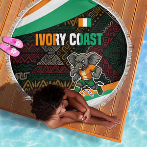 Ivory Coast Elephants Football Beach Blanket Soccer with Tribal Pattern - African Pride