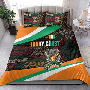 Ivory Coast Elephants Football Bedding Set Soccer with Tribal Pattern - African Pride