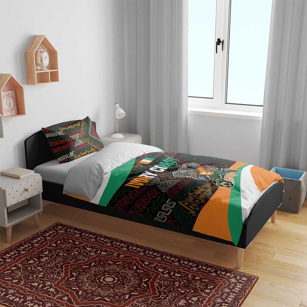 Ivory Coast Elephants Football Bedding Set Soccer with Tribal Pattern - African Pride