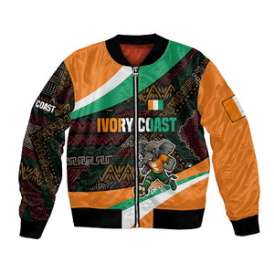 Ivory Coast Elephants Football Bomber Jacket Soccer with Tribal Pattern - African Pride