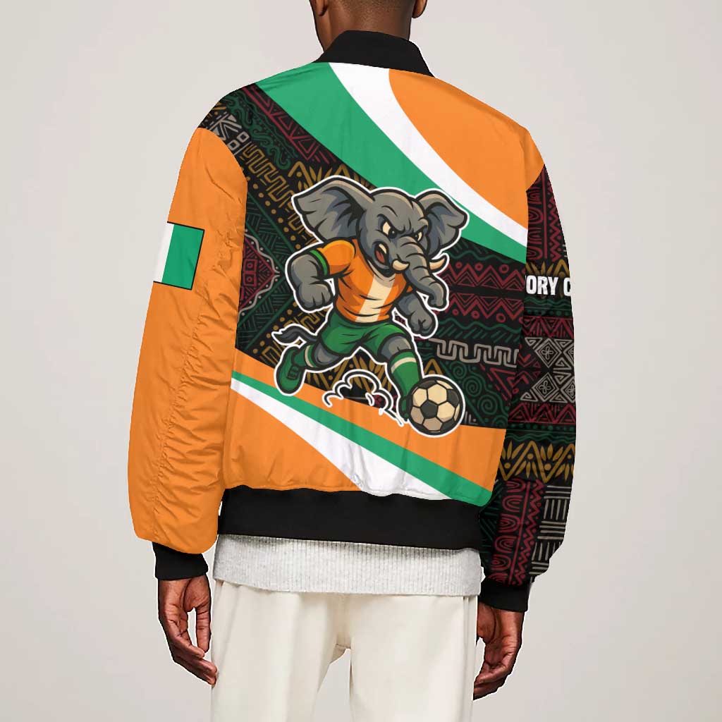 Ivory Coast Elephants Football Bomber Jacket Soccer with Tribal Pattern - African Pride