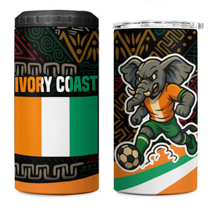 Ivory Coast Elephants Football 4 in 1 Can Cooler Tumbler Soccer with Tribal Pattern - African Pride