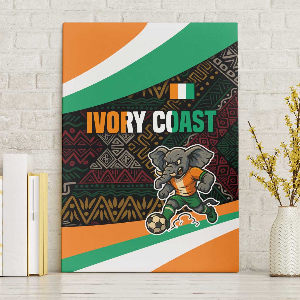 Ivory Coast Elephants Football Canvas Wall Art Soccer with Tribal Pattern - African Pride