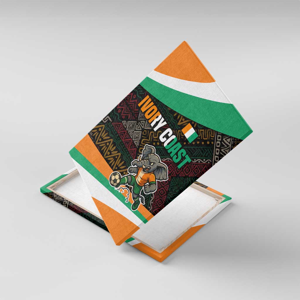 Ivory Coast Elephants Football Canvas Wall Art Soccer with Tribal Pattern - African Pride