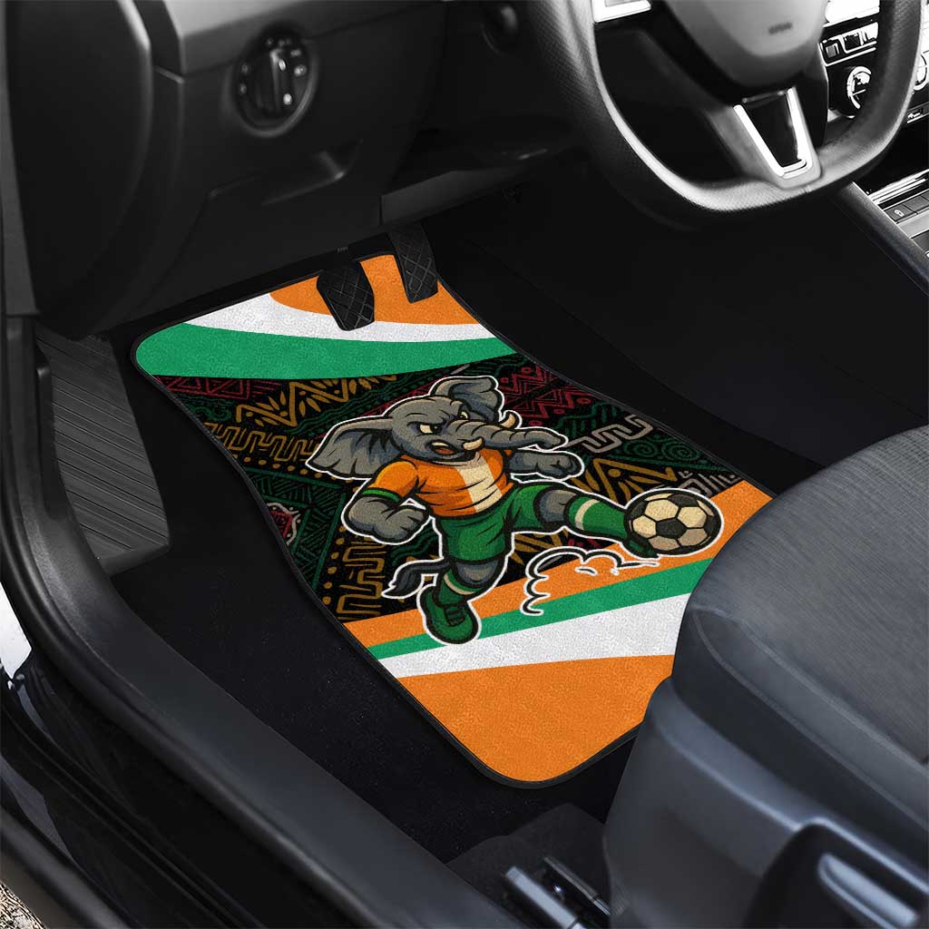 Ivory Coast Elephants Football Car Mats Soccer with Tribal Pattern - African Pride