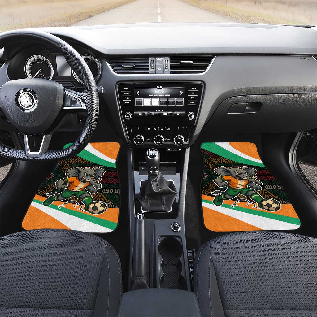 Ivory Coast Elephants Football Car Mats Soccer with Tribal Pattern - African Pride