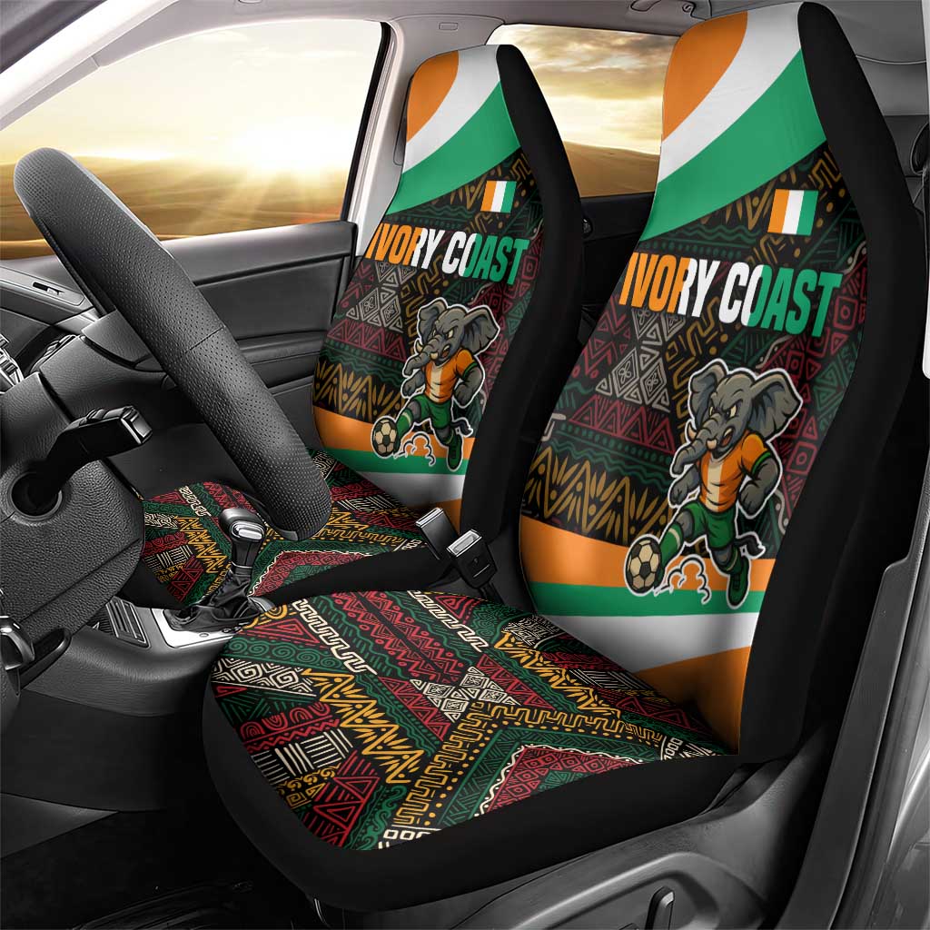 Ivory Coast Elephants Football Car Seat Cover Soccer with Tribal Pattern - African Pride