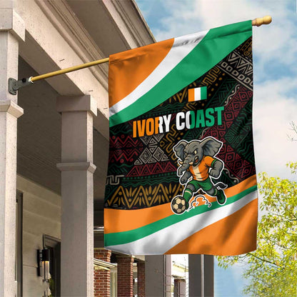 Ivory Coast Elephants Football Garden Flag Soccer with Tribal Pattern - African Pride