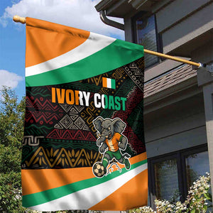 Ivory Coast Elephants Football Garden Flag Soccer with Tribal Pattern - African Pride