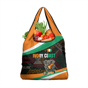 Ivory Coast Elephants Football Grocery Bag Soccer with Tribal Pattern - African Pride