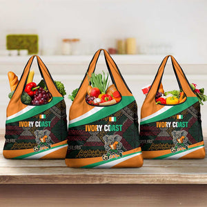 Ivory Coast Elephants Football Grocery Bag Soccer with Tribal Pattern - African Pride