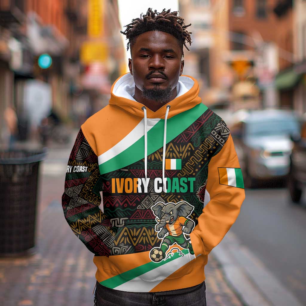 Ivory Coast Elephants Football Hoodie Soccer with Tribal Pattern - African Pride