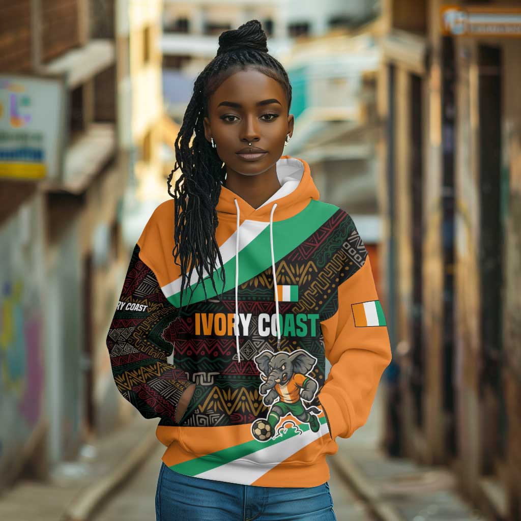Ivory Coast Elephants Football Hoodie Soccer with Tribal Pattern - African Pride
