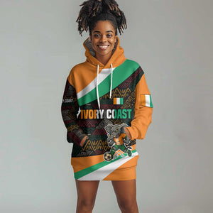 Ivory Coast Elephants Football Hoodie Dress Soccer with Tribal Pattern - African Pride