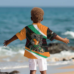 Ivory Coast Elephants Football Kid Hawaiian Shirt Soccer with Tribal Pattern - African Pride