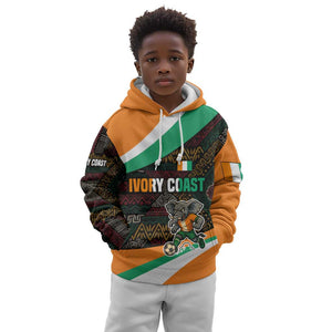 Ivory Coast Elephants Football Kid Hoodie Soccer with Tribal Pattern - African Pride