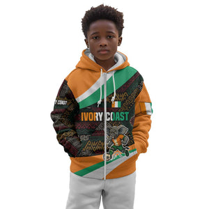 Ivory Coast Elephants Football Kid Hoodie Soccer with Tribal Pattern - African Pride