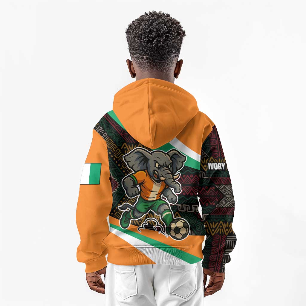 Ivory Coast Elephants Football Kid Hoodie Soccer with Tribal Pattern - African Pride