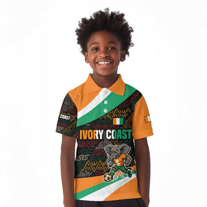 Ivory Coast Elephants Football Kid Polo Shirt Soccer with Tribal Pattern - African Pride