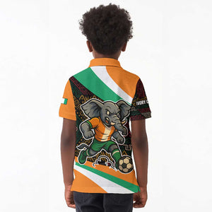 Ivory Coast Elephants Football Kid Polo Shirt Soccer with Tribal Pattern - African Pride