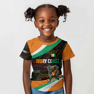 Ivory Coast Elephants Football Kid T shirt Soccer with Tribal Pattern - African Pride