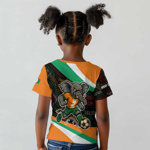 Ivory Coast Elephants Football Kid T shirt Soccer with Tribal Pattern - African Pride