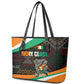 Ivory Coast Elephants Football Leather Tote Bag Soccer with Tribal Pattern - African Pride