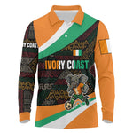Ivory Coast Elephants Football Long Sleeve Polo Shirt Soccer with Tribal Pattern - African Pride