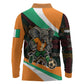 Ivory Coast Elephants Football Long Sleeve Polo Shirt Soccer with Tribal Pattern - African Pride