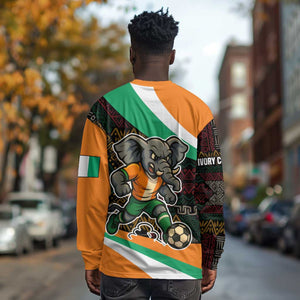 Ivory Coast Elephants Football Long Sleeve Shirt Soccer with Tribal Pattern - African Pride
