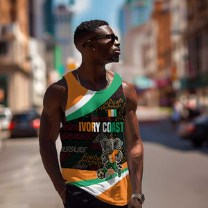 Ivory Coast Elephants Football Men Tank Top Soccer with Tribal Pattern - African Pride