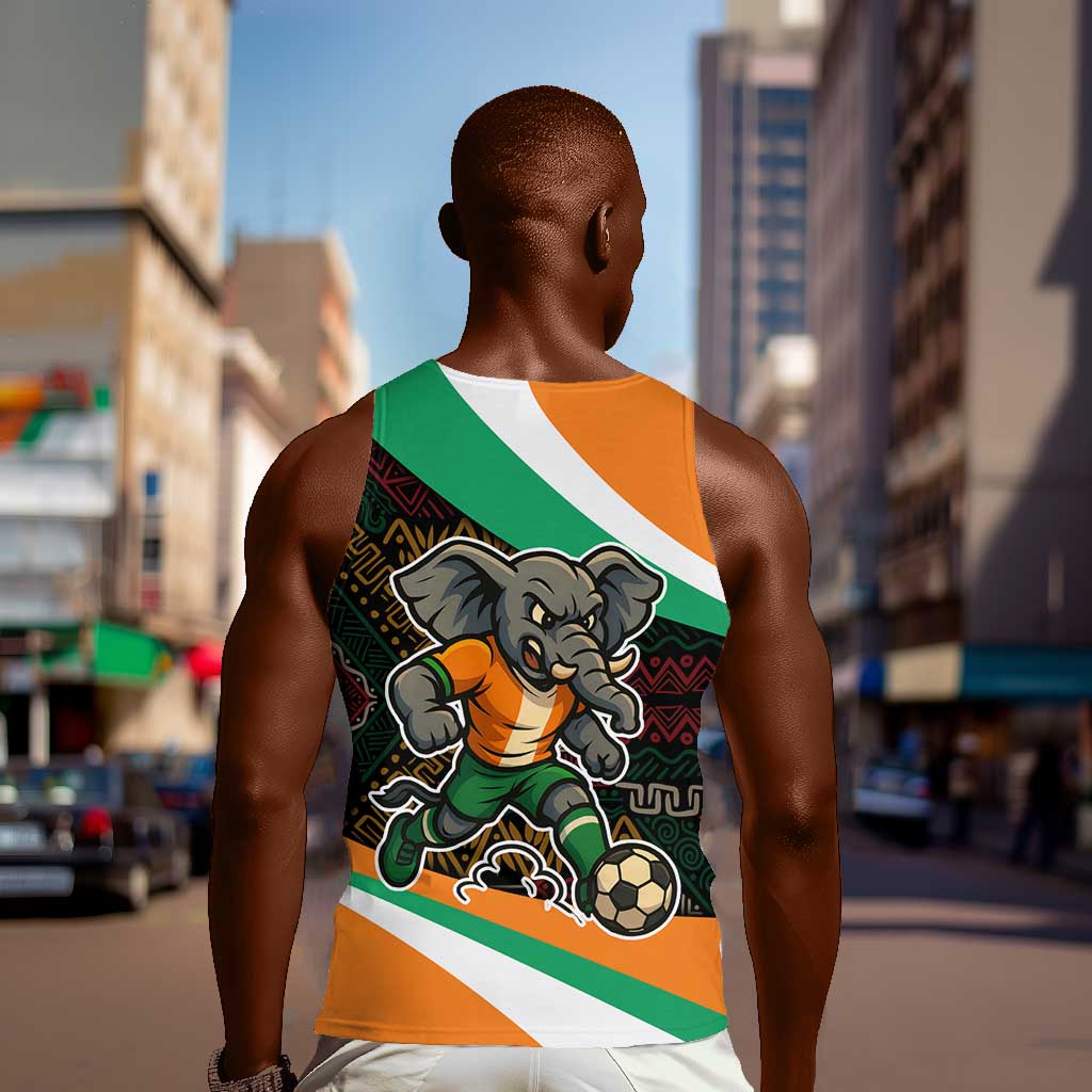 Ivory Coast Elephants Football Men Tank Top Soccer with Tribal Pattern - African Pride