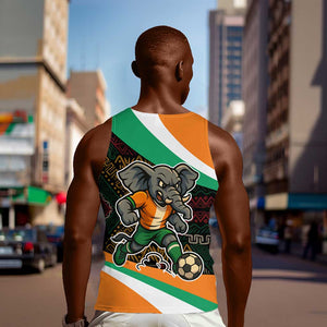 Ivory Coast Elephants Football Men Tank Top Soccer with Tribal Pattern - African Pride