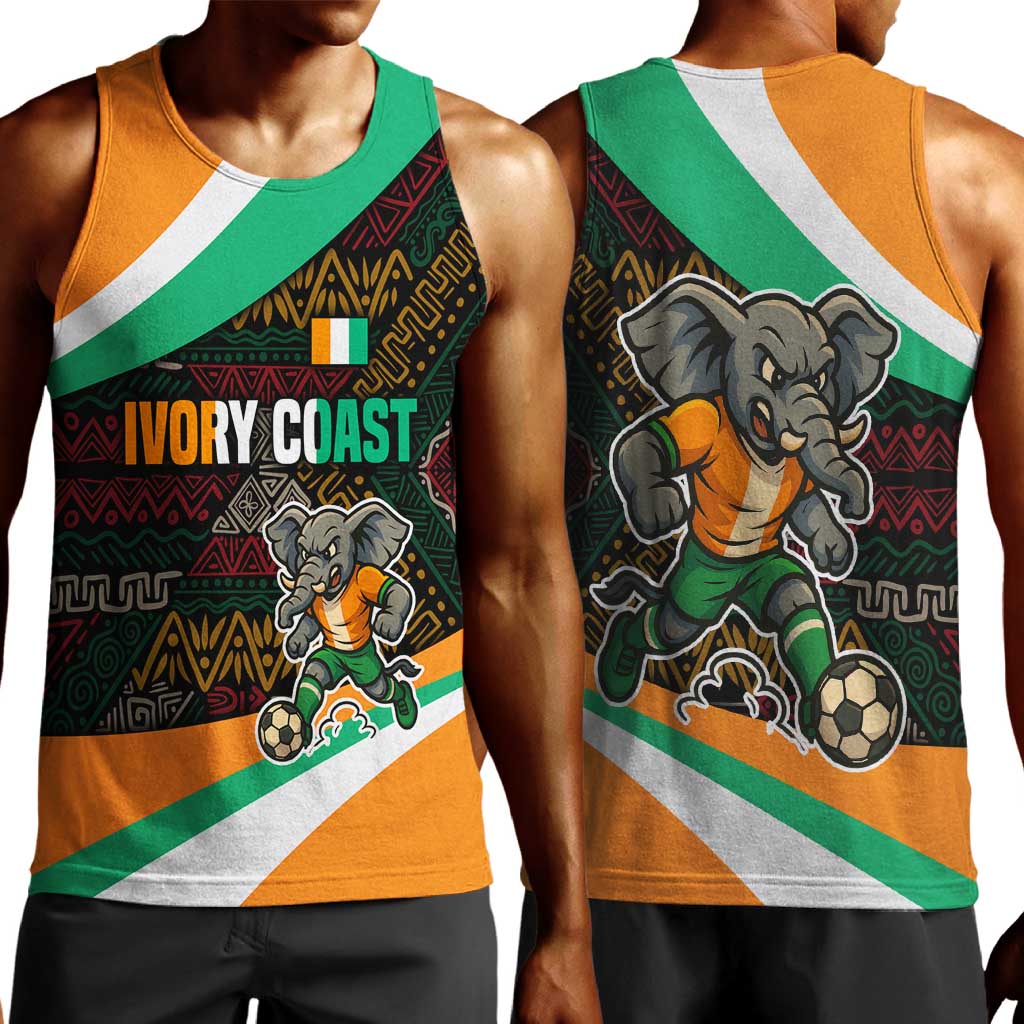 Ivory Coast Elephants Football Men Tank Top Soccer with Tribal Pattern - African Pride