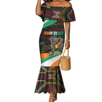 Ivory Coast Elephants Football Mermaid Dress Soccer with Tribal Pattern - African Pride