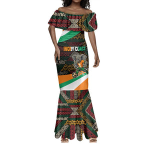 Ivory Coast Elephants Football Mermaid Dress Soccer with Tribal Pattern - African Pride
