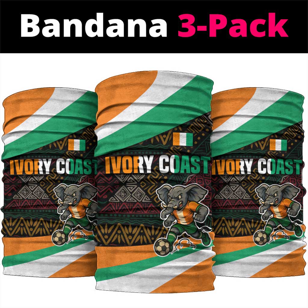 Ivory Coast Elephants Football Neck Gaiter Soccer with Tribal Pattern - African Pride