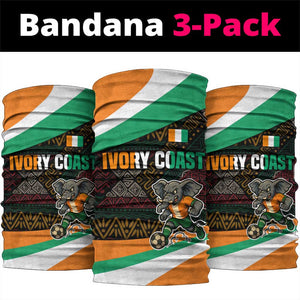 Ivory Coast Elephants Football Neck Gaiter Soccer with Tribal Pattern - African Pride
