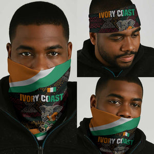 Ivory Coast Elephants Football Neck Gaiter Soccer with Tribal Pattern - African Pride