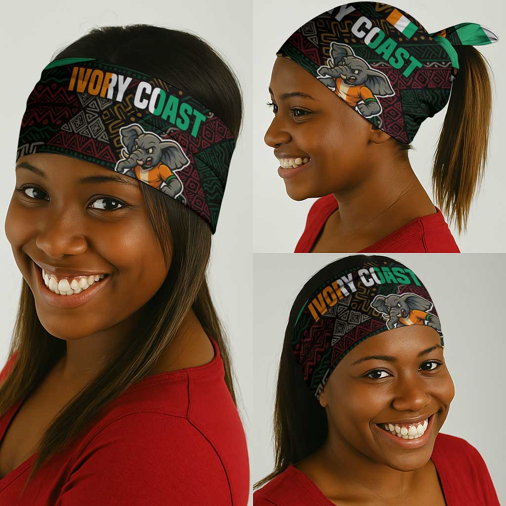 Ivory Coast Elephants Football Neck Gaiter Soccer with Tribal Pattern - African Pride