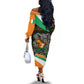 Ivory Coast Elephants Football Off The Shoulder Long Sleeve Dress Soccer with Tribal Pattern - African Pride