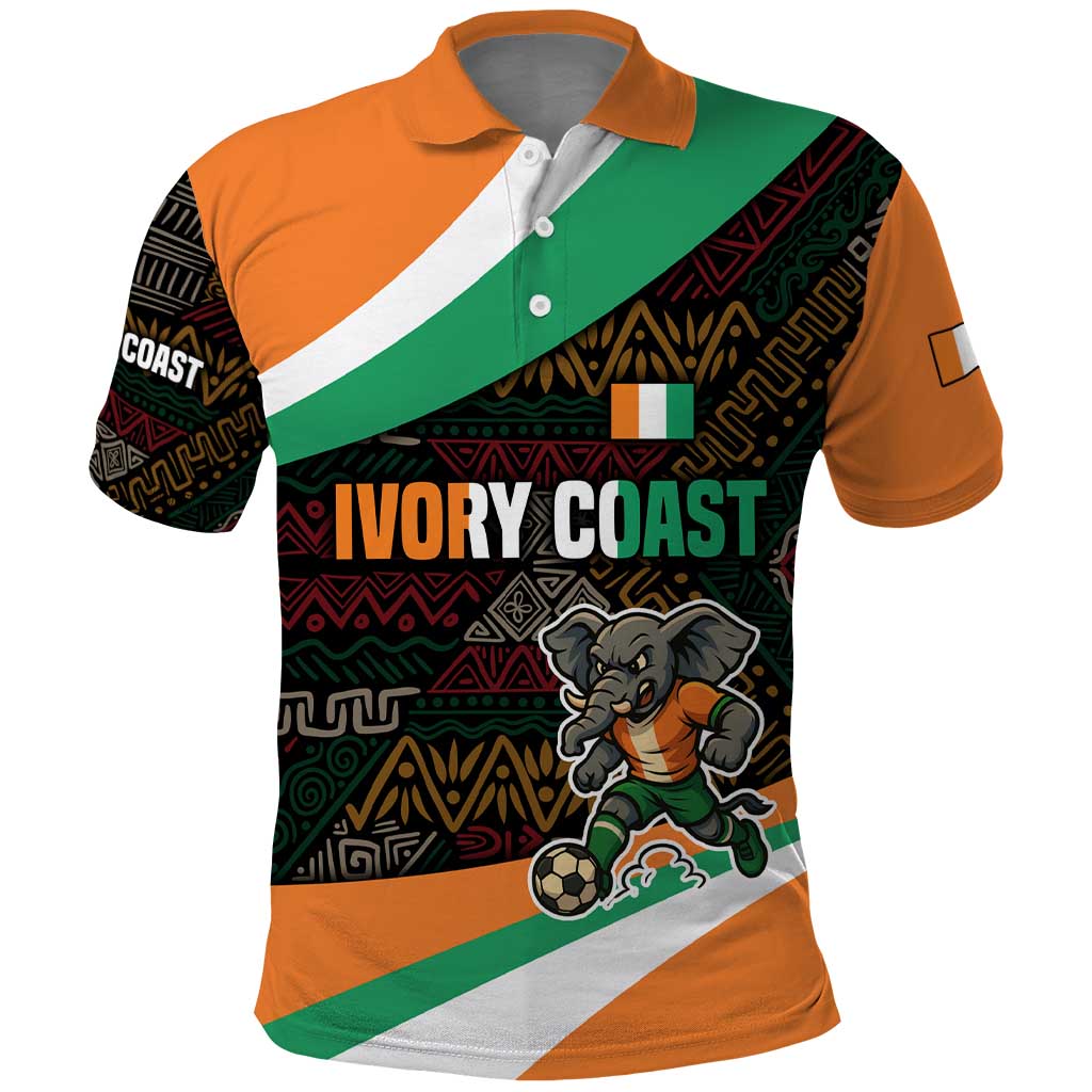 Ivory Coast Elephants Football Polo Shirt Soccer with Tribal Pattern - African Pride