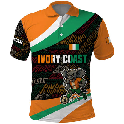 Ivory Coast Elephants Football Polo Shirt Soccer with Tribal Pattern - African Pride