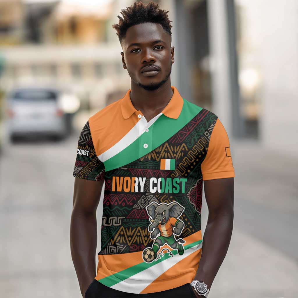 Ivory Coast Elephants Football Polo Shirt Soccer with Tribal Pattern - African Pride