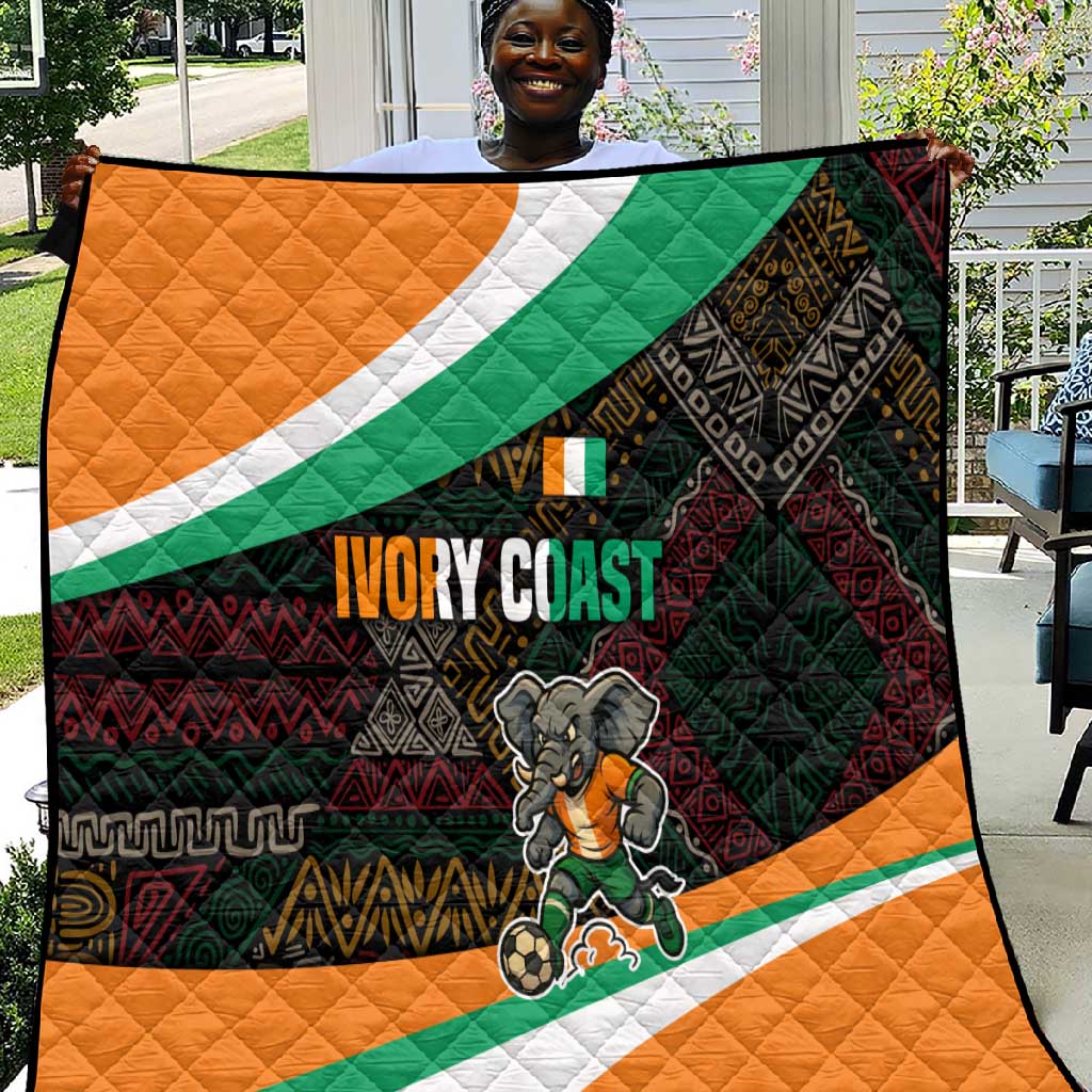Ivory Coast Elephants Football Quilt Soccer with Tribal Pattern - African Pride