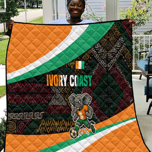 Ivory Coast Elephants Football Quilt Soccer with Tribal Pattern - African Pride