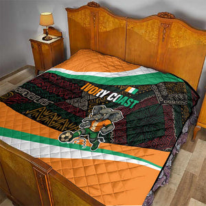 Ivory Coast Elephants Football Quilt Soccer with Tribal Pattern - African Pride