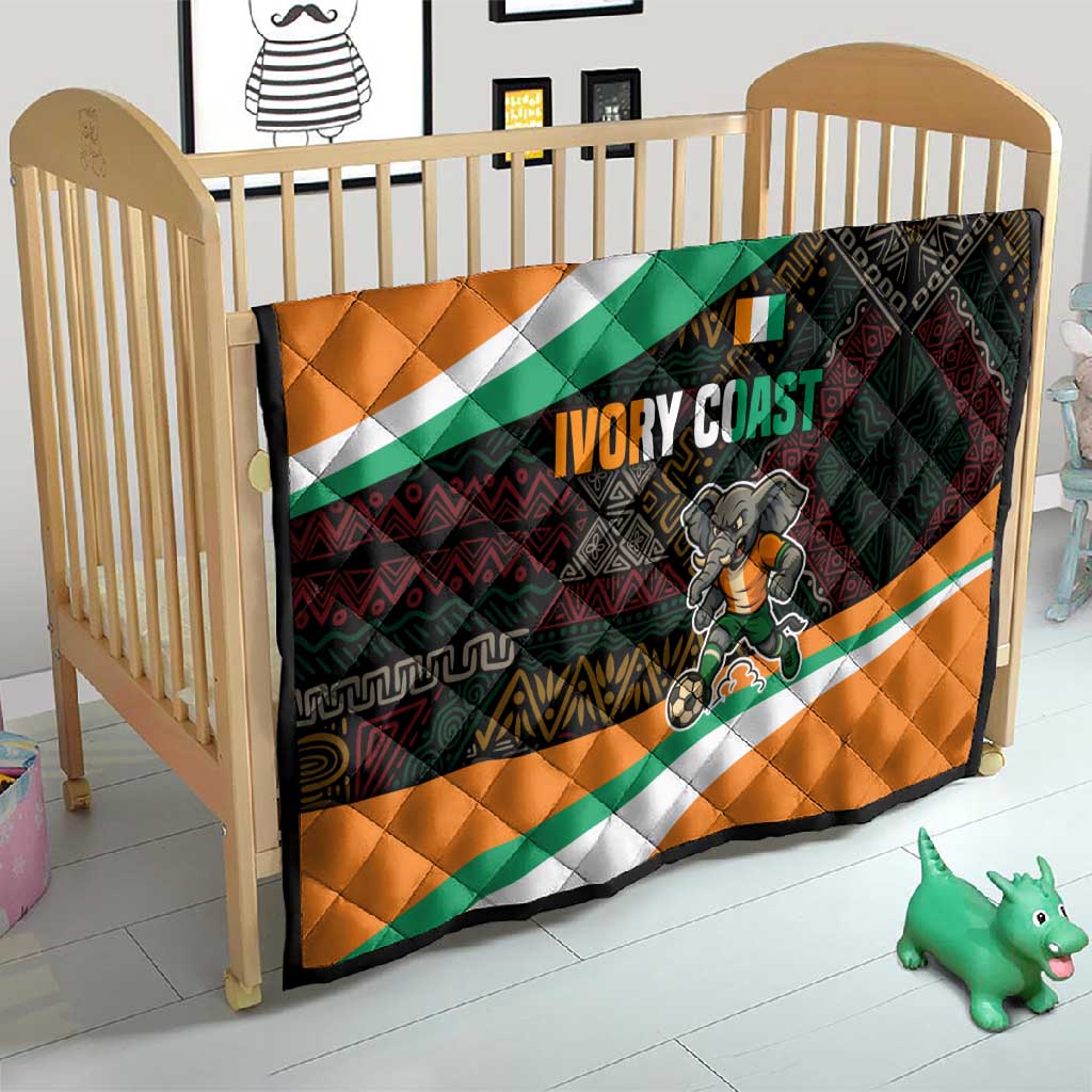 Ivory Coast Elephants Football Quilt Soccer with Tribal Pattern - African Pride